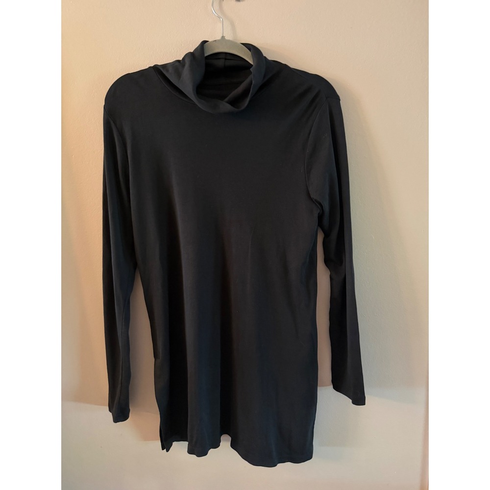 J. Jill Perfect Pima Black Side Vent Turtleneck Tunic 100% Pima Cotton Medium